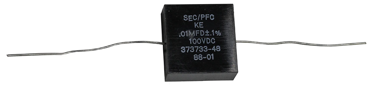 0.01 µF 100vdc ±0.1% Non−Polarized Plastic Capacitor