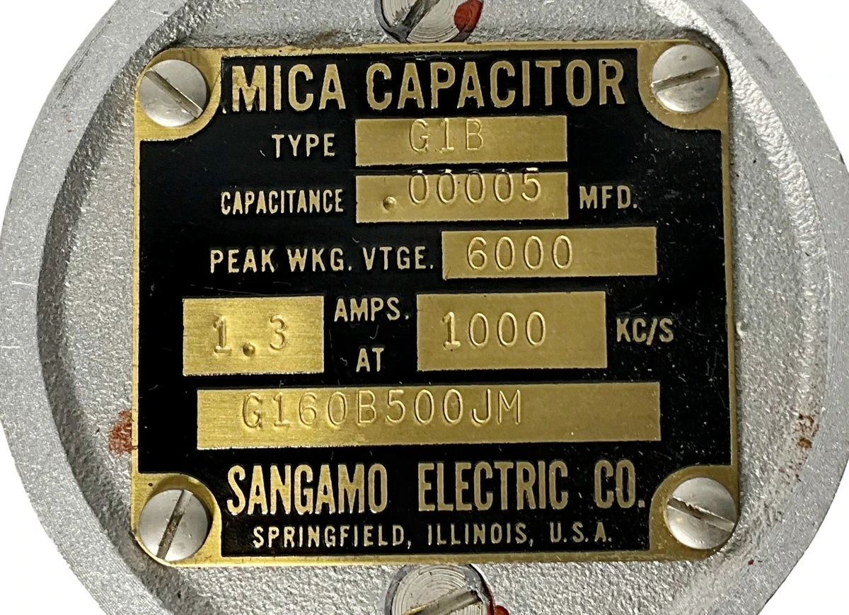 50 pF (0.000050 µF) 6 kv Type G1 Porcelain Mica Broadcast Transmitting ...