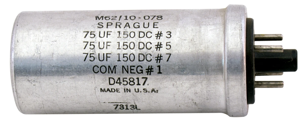 75 µF x3 150v Triple Section Electrolytic Capacitor