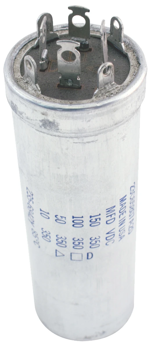 150 µF 100 µF 100 µF 350v 350v 50v Triple Section Electrolytic Capacitor