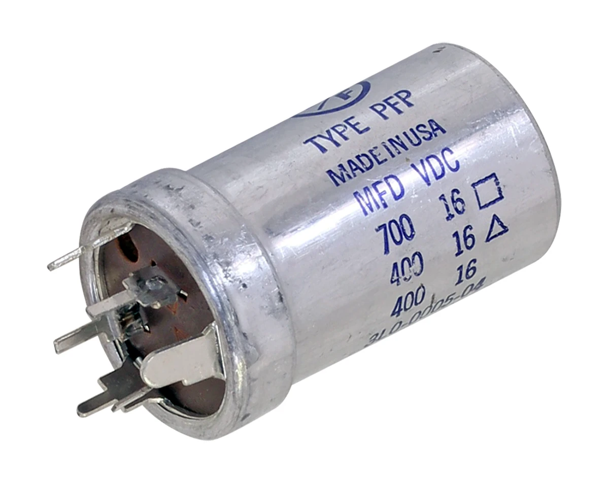 triple section electrolytic capacitor