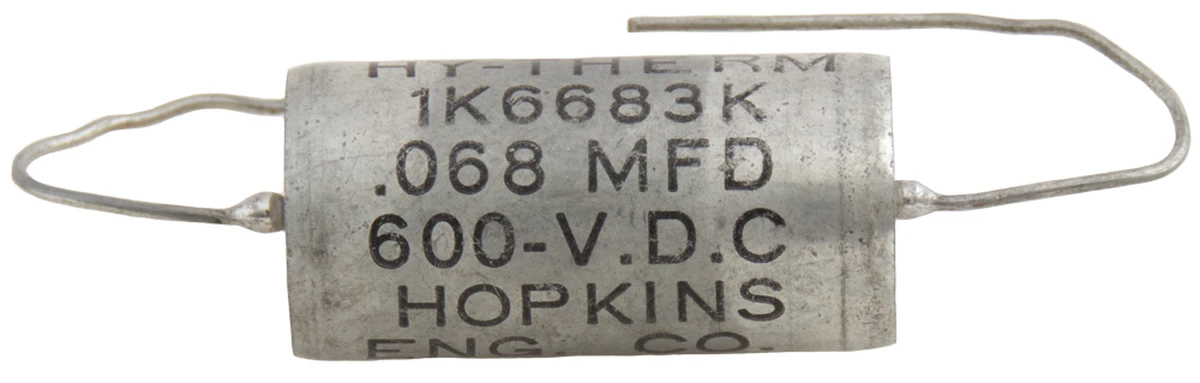 0.068 µF 600vdc Non−Polarized Metal Case Sealed Capacitor