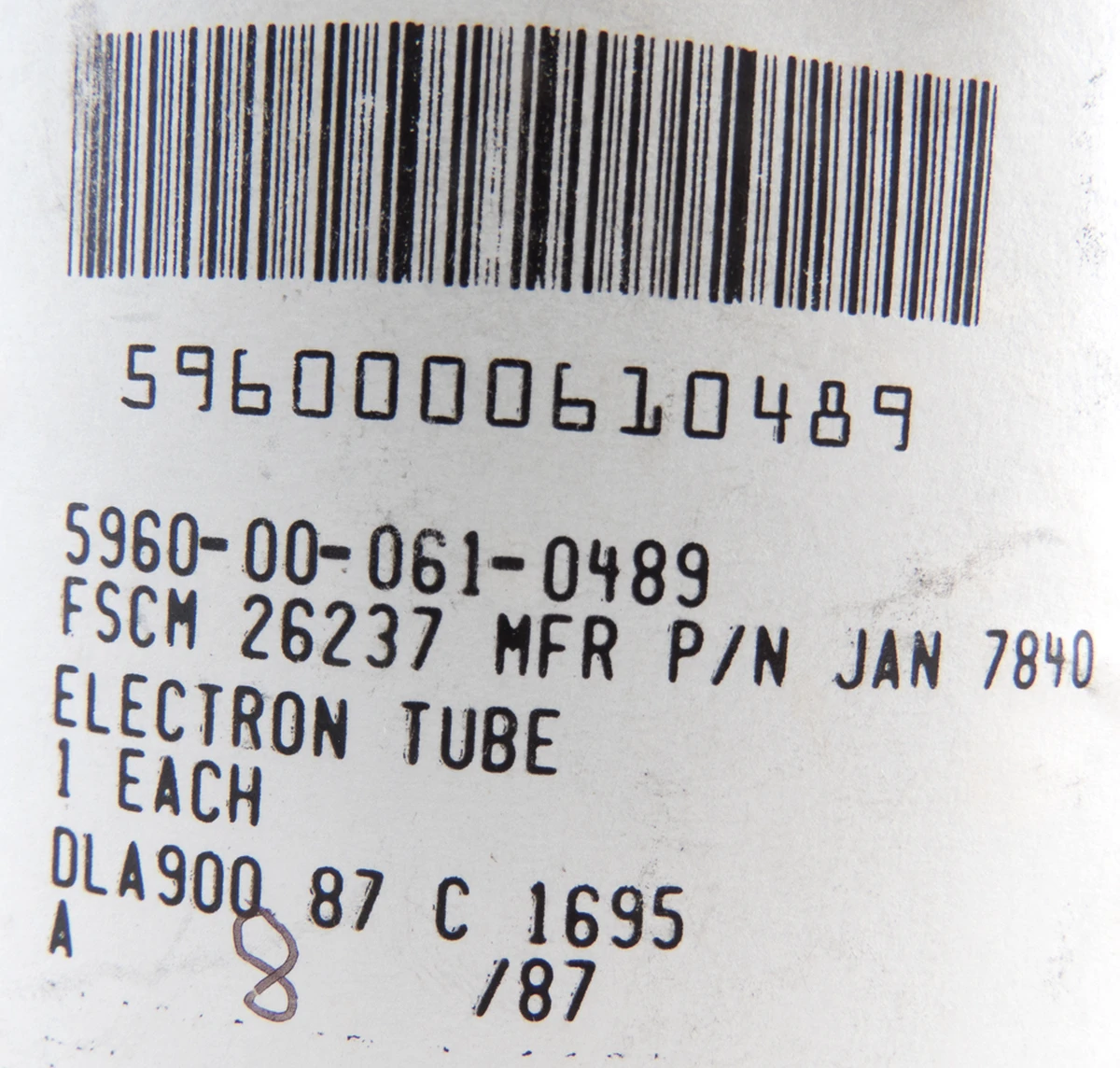 7840, Radiation Detection Tube, NSN: 5960−00−061−0489 Vacuum Tube